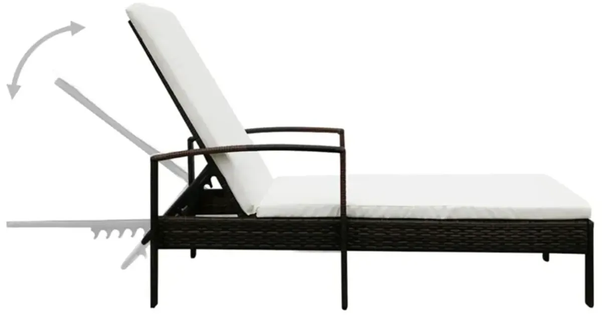 vidaXL Sun Lounger with Cushion Poly Rattan Brown