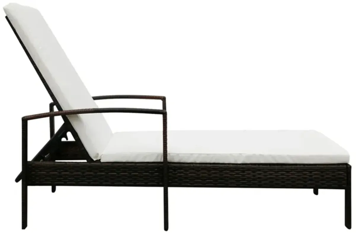 vidaXL Sun Lounger with Cushion Poly Rattan Brown