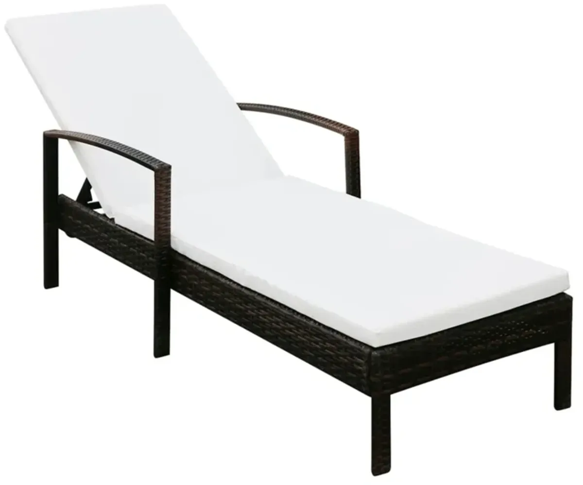 vidaXL Sun Lounger with Cushion Poly Rattan Brown