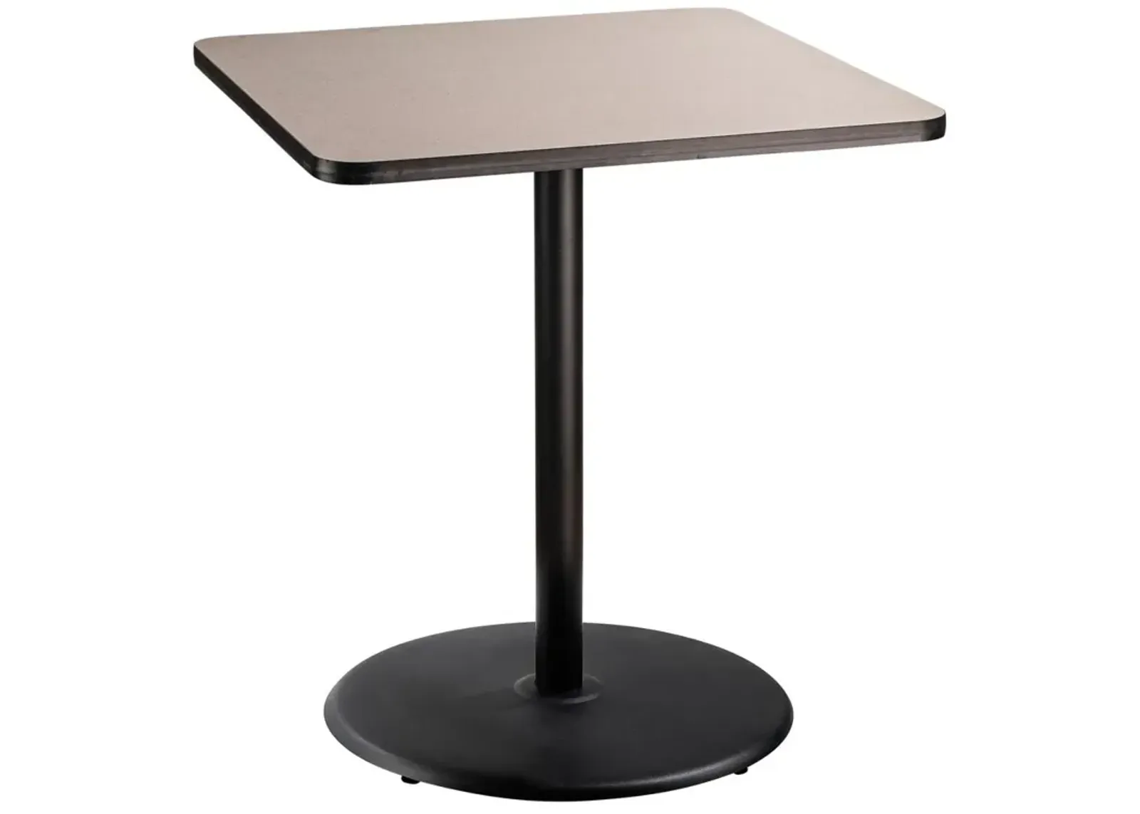 NPS® Café Table, 36" Square, Round Base, 42" Height, Particleboard Core/T-Mold, Grey