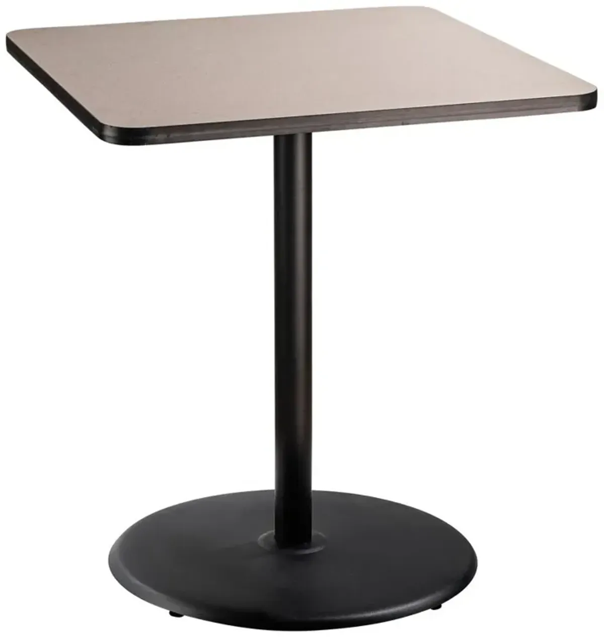 NPS® Café Table, 36" Square, Round Base, 42" Height, Particleboard Core/T-Mold, Grey