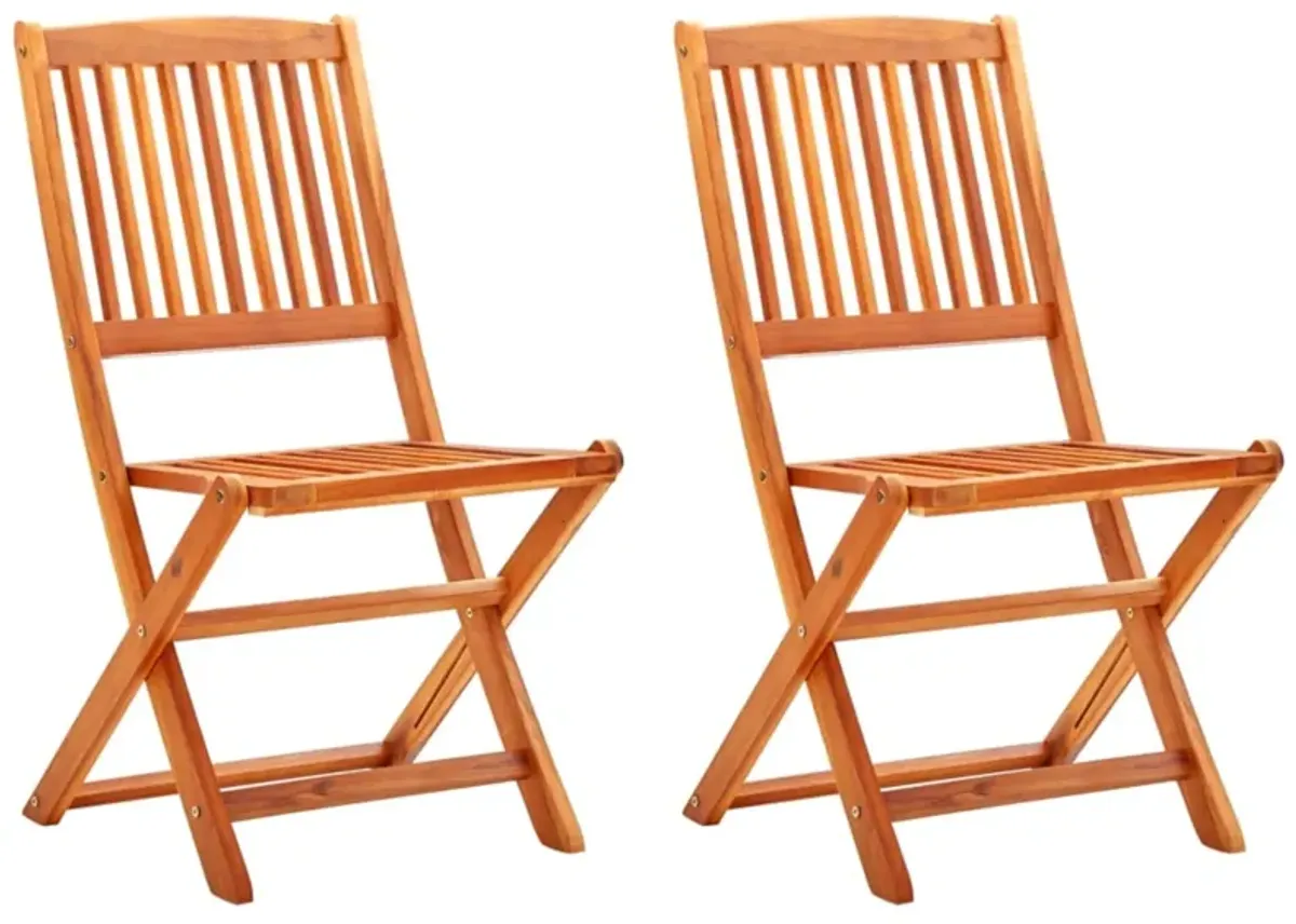 vidaXL Folding Garden Chairs 2 pcs Solid Eucalyptus Wood