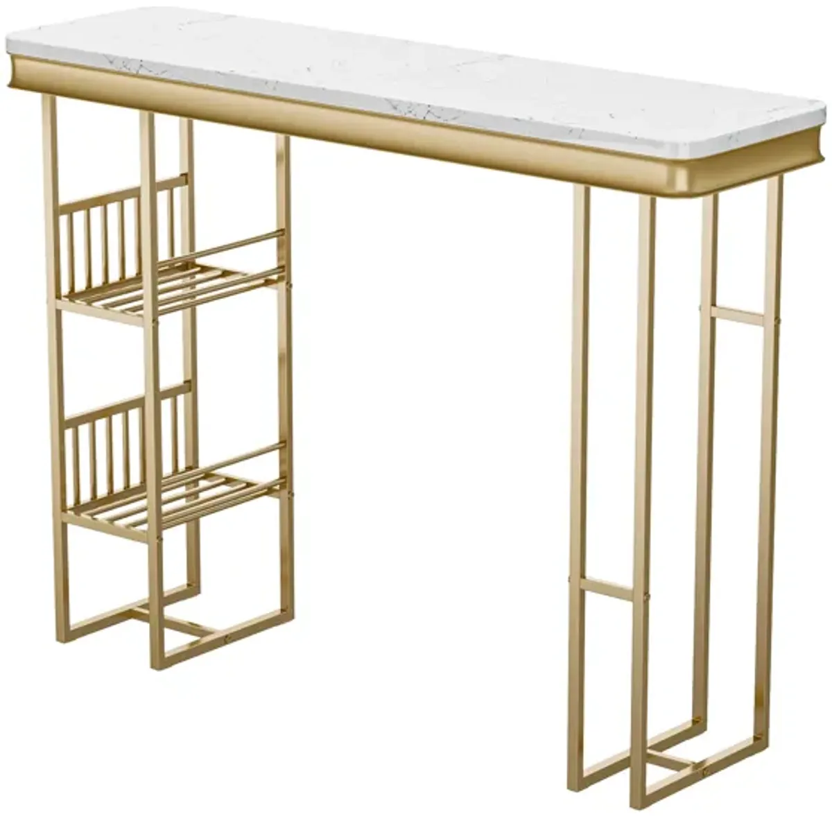 Merax 55.1" Modern Straight Bar Table with Shelves