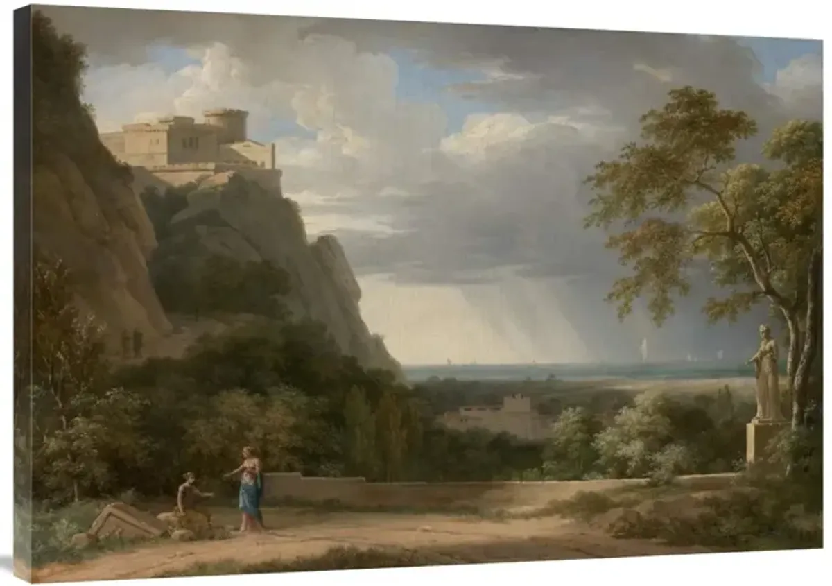 Classical Landscape with Figures and Sculpture-Canvas Art-40x28