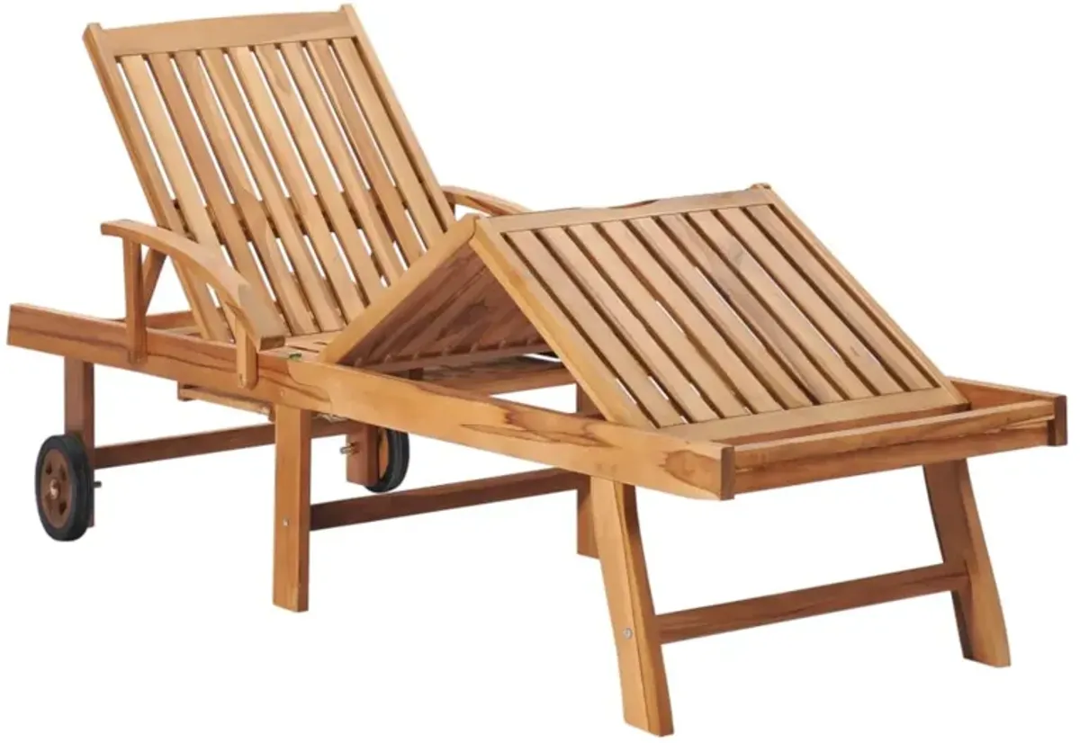 vidaXL Sun Lounger with Anthracite Cushion Solid Teak Wood