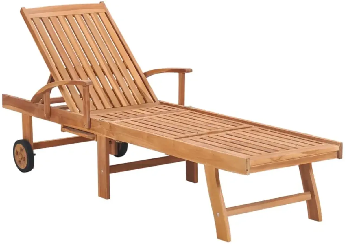 vidaXL Sun Lounger with Anthracite Cushion Solid Teak Wood