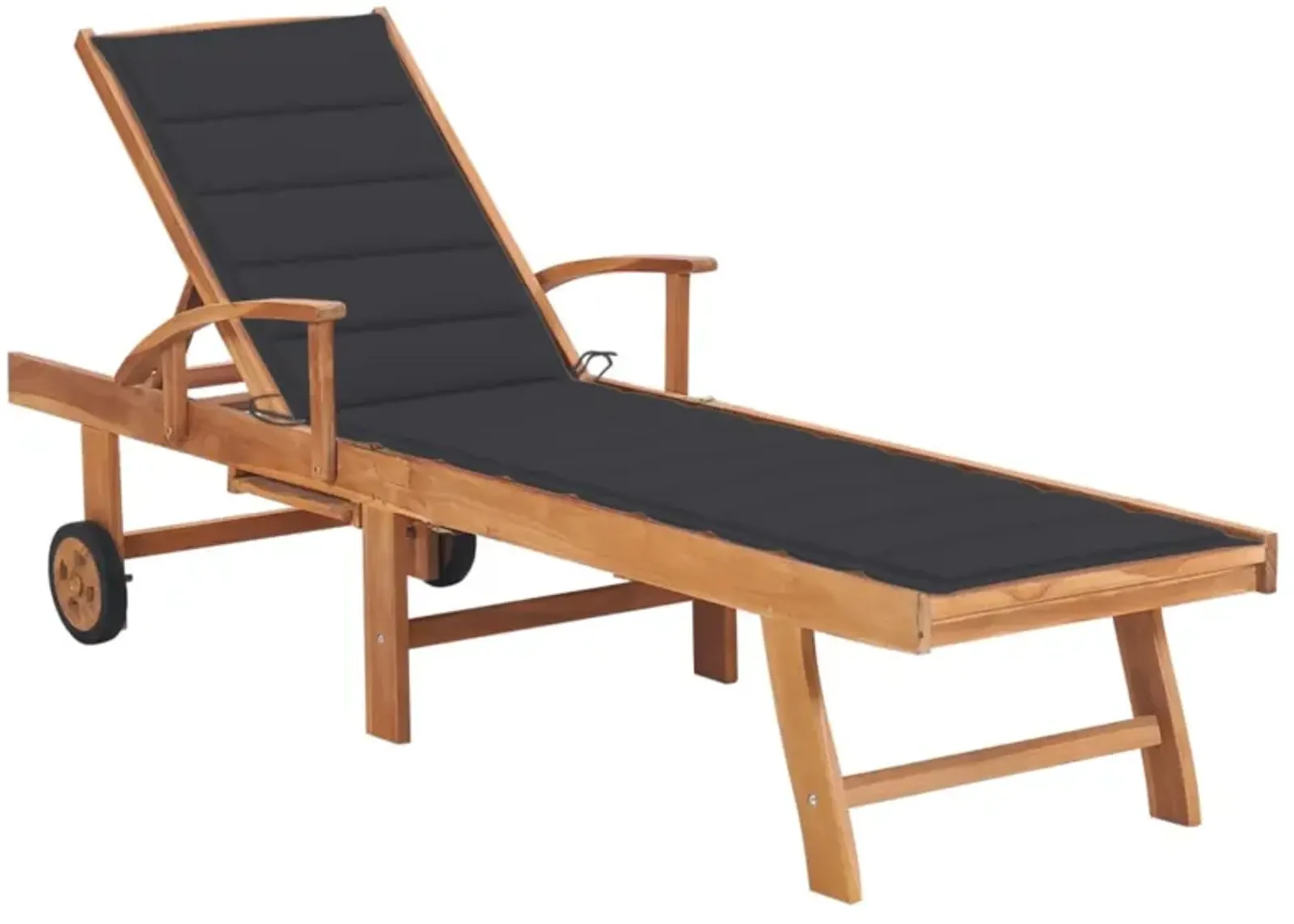 vidaXL Sun Lounger with Anthracite Cushion Solid Teak Wood