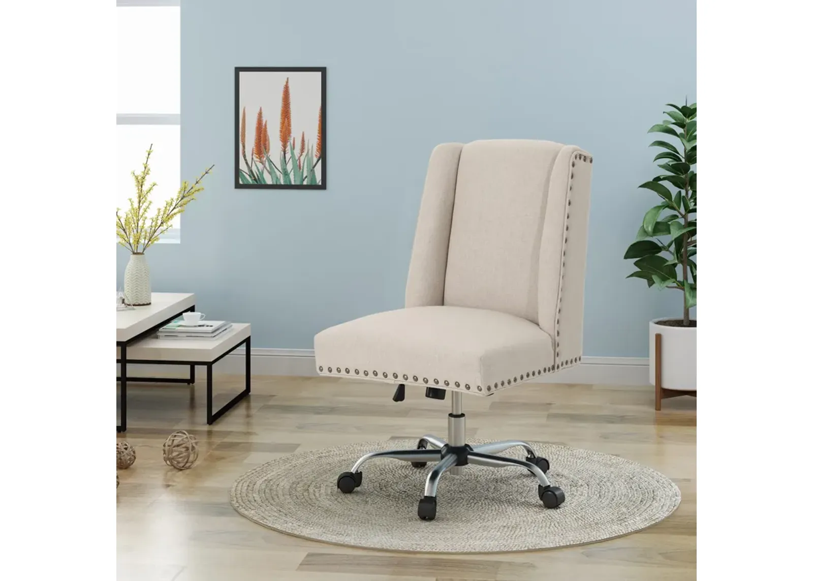 Modern Fabric Swivel Office Chair with Chrome Base