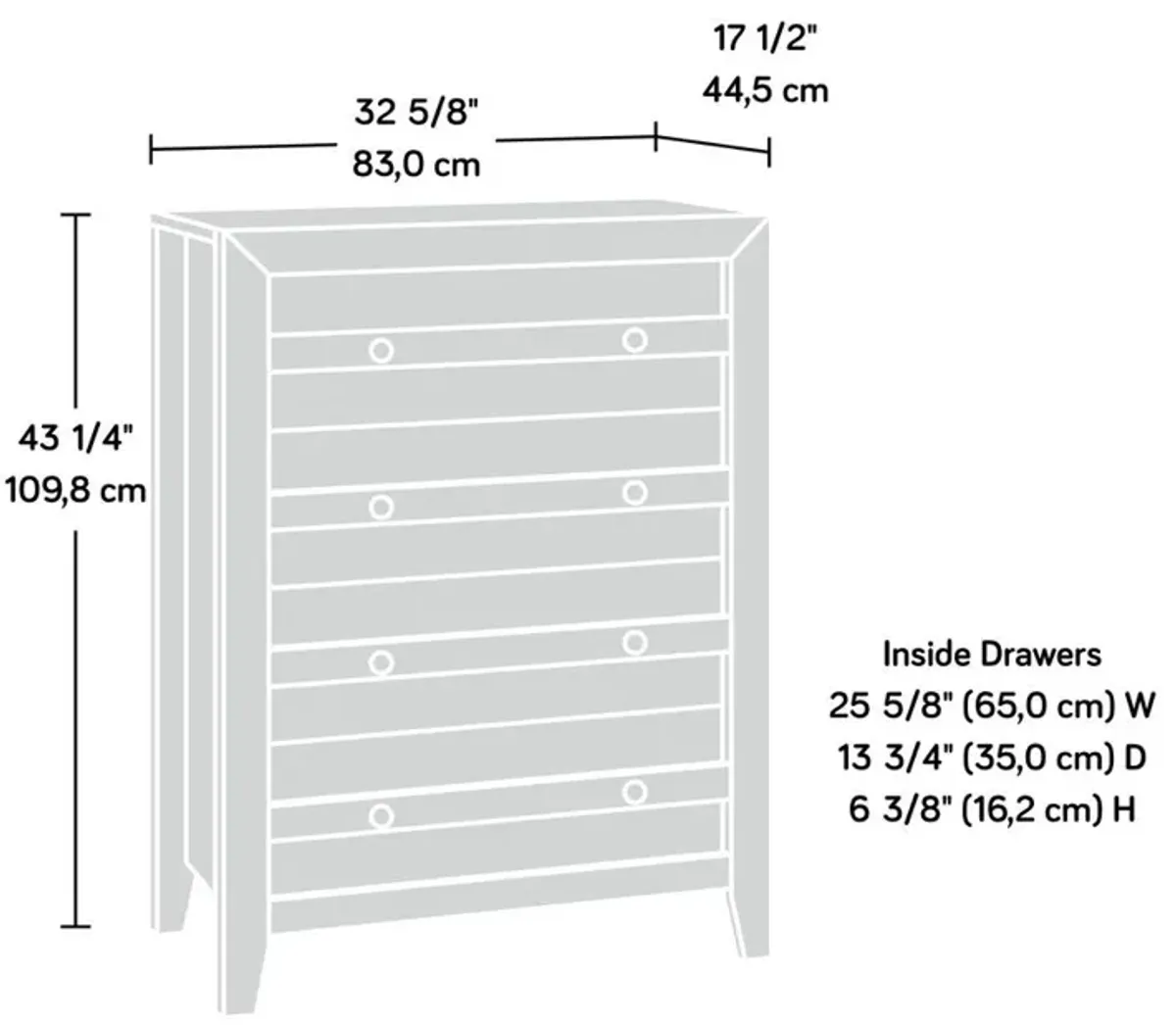 Sauder Dakota Pass 4-Drawer Chest, Coa