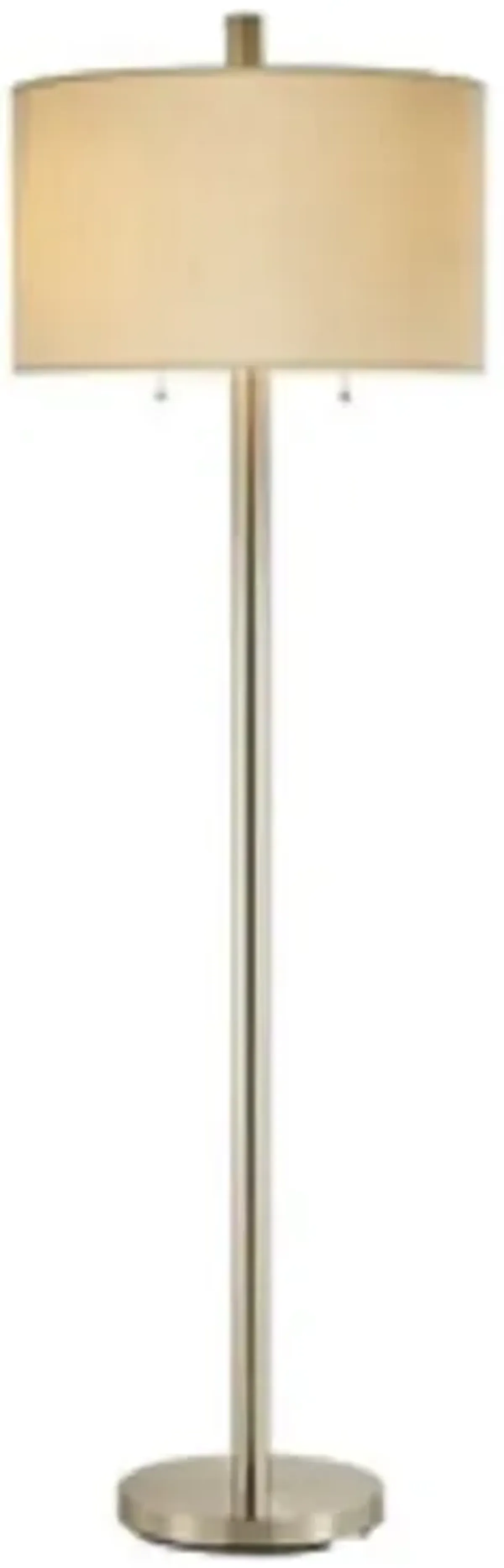 Sleek Satin Steel Floor Lamp with Oversized Silk Drum Shade
