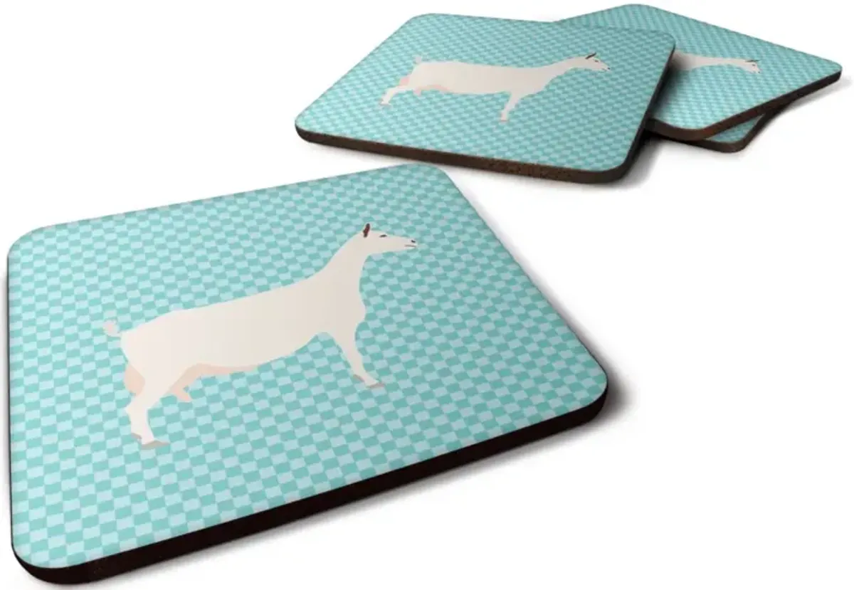 Caroline's Treasures Saanen Goat Blue Check Decorative coasters, 3.5, Multicolor
