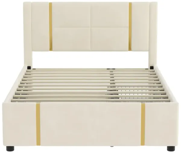 Merax PU Upholstered Platform Bed with Trundle
