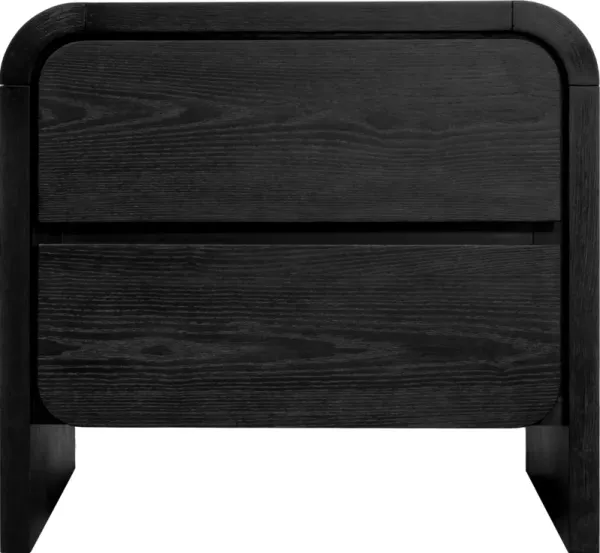 Elora Two Drawer Nightstand in Jet Black Ash