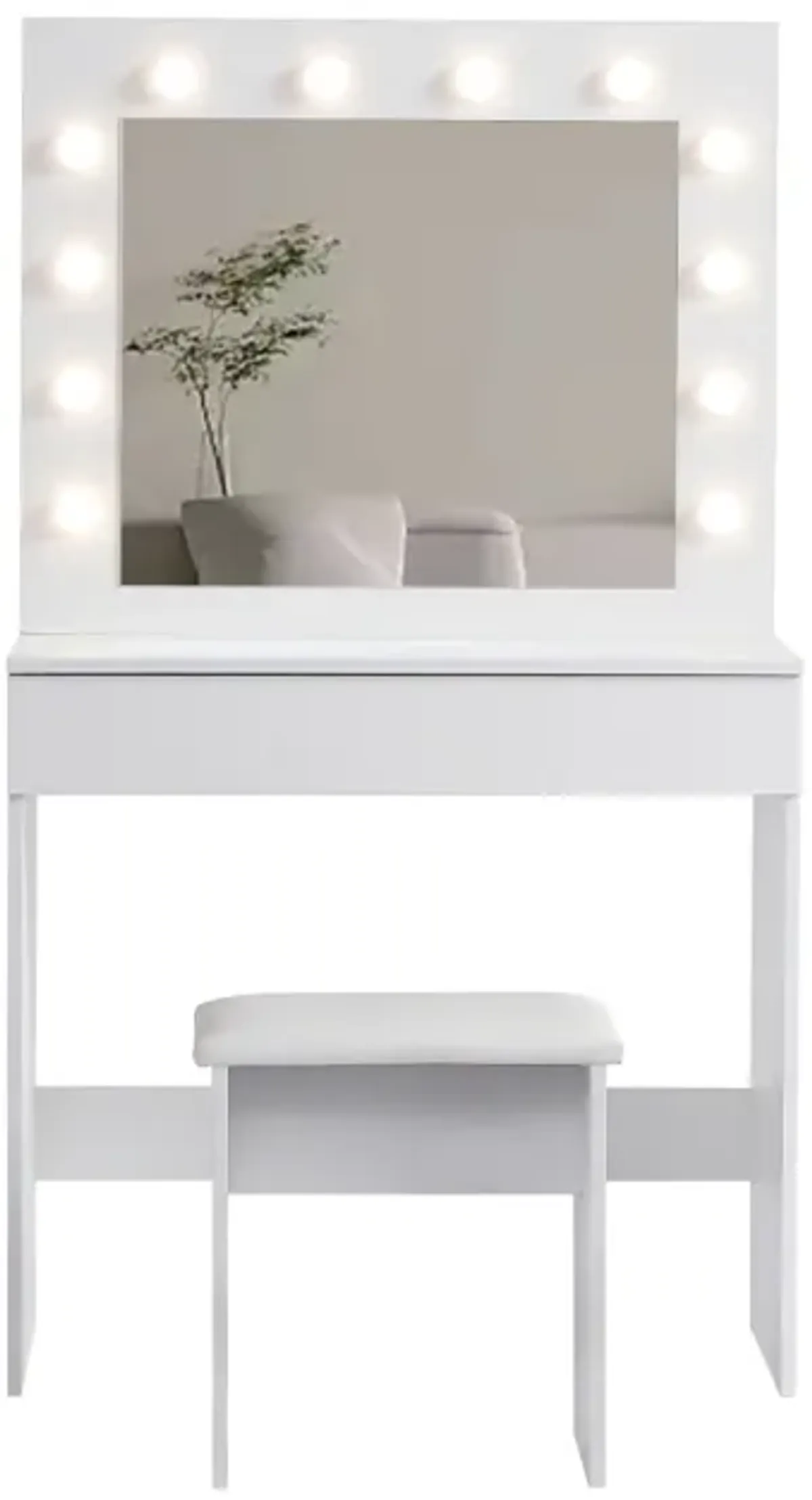 Vanity Table Set with Lighted Mirror & Stool