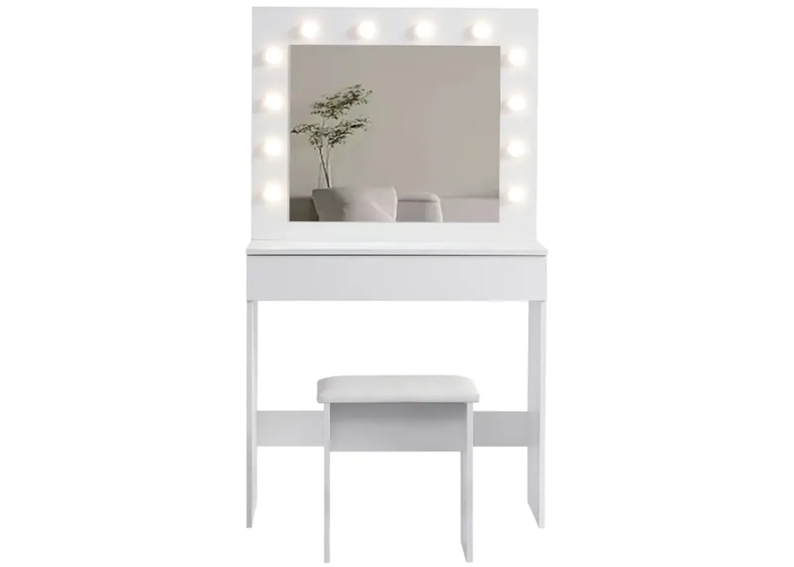 Vanity Table Set with Lighted Mirror & Stool