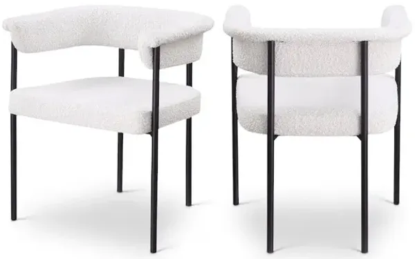 Meridian Furniture Malin Cream Boucle Fabric Dining Chair, Set of 2