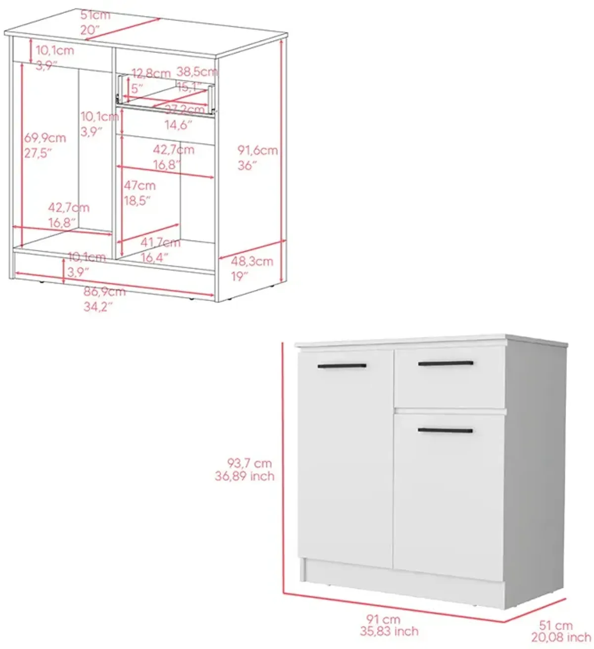 Dresser Carlin, Bedroom, White