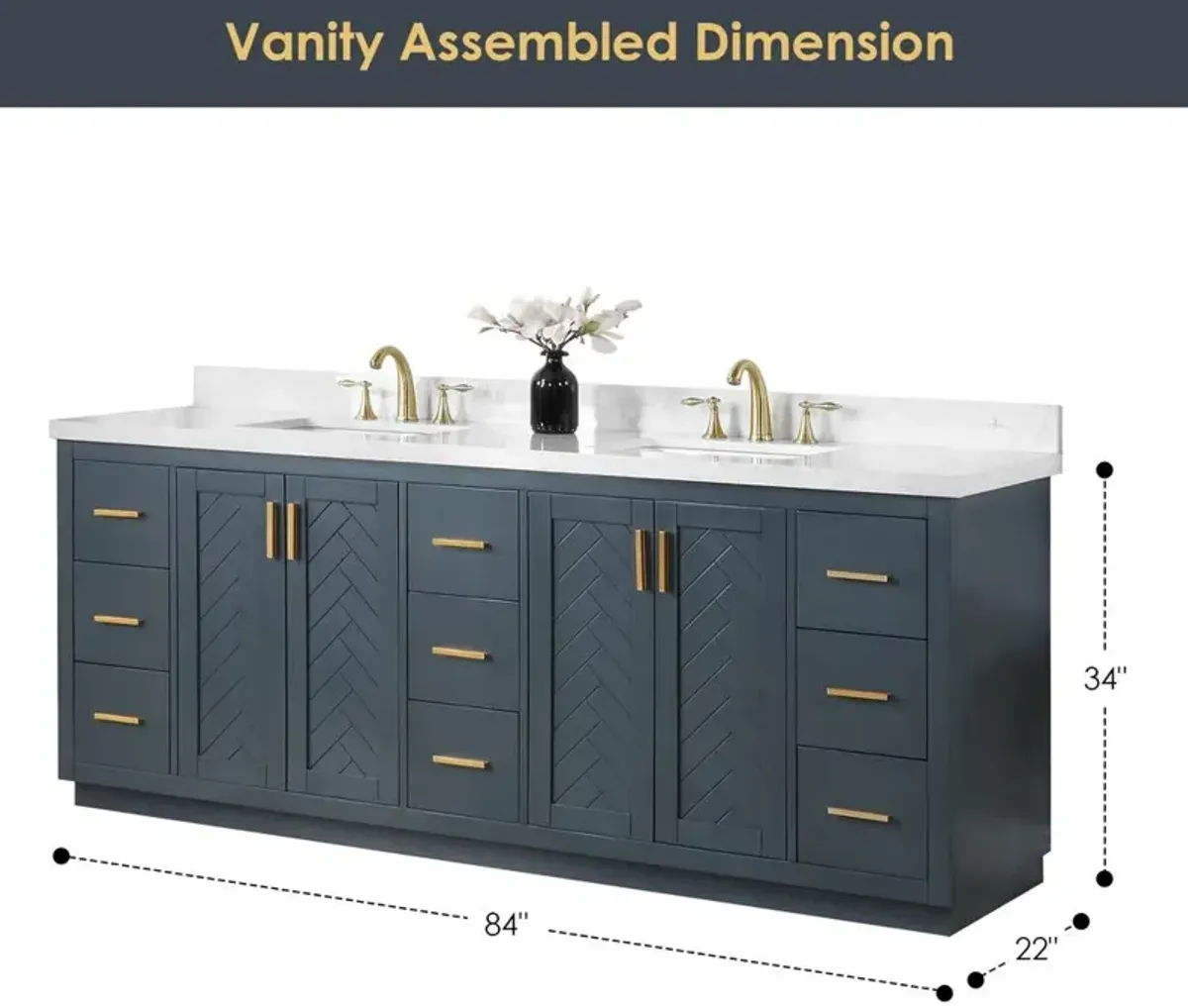 Altair 84 Double Bathroom Vanity Set in Classic Blue with Mirror