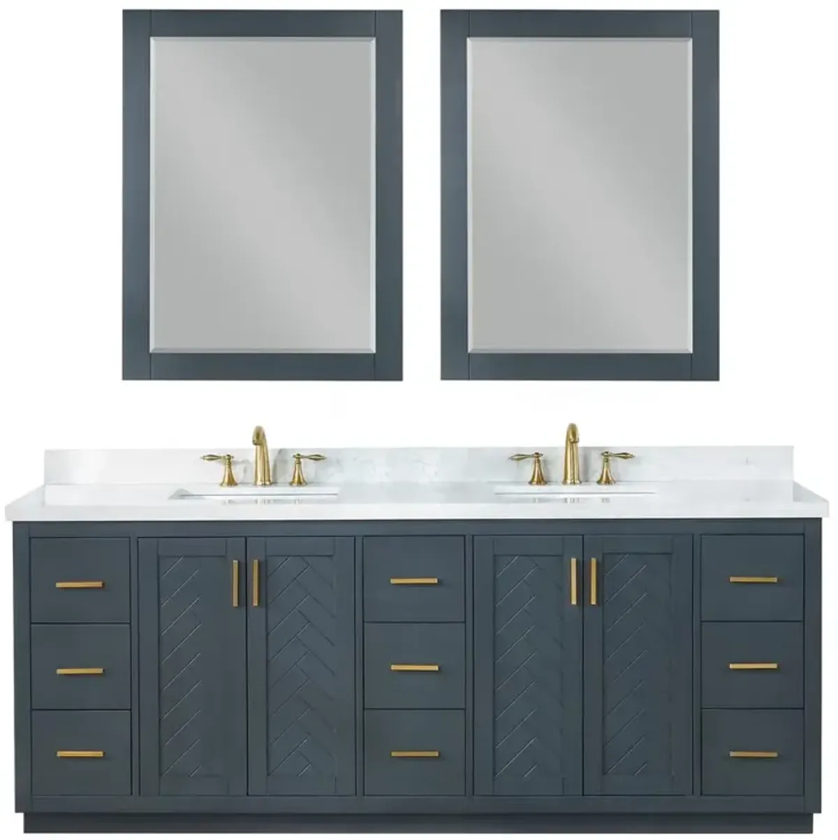 Altair 84 Double Bathroom Vanity Set in Classic Blue with Mirror