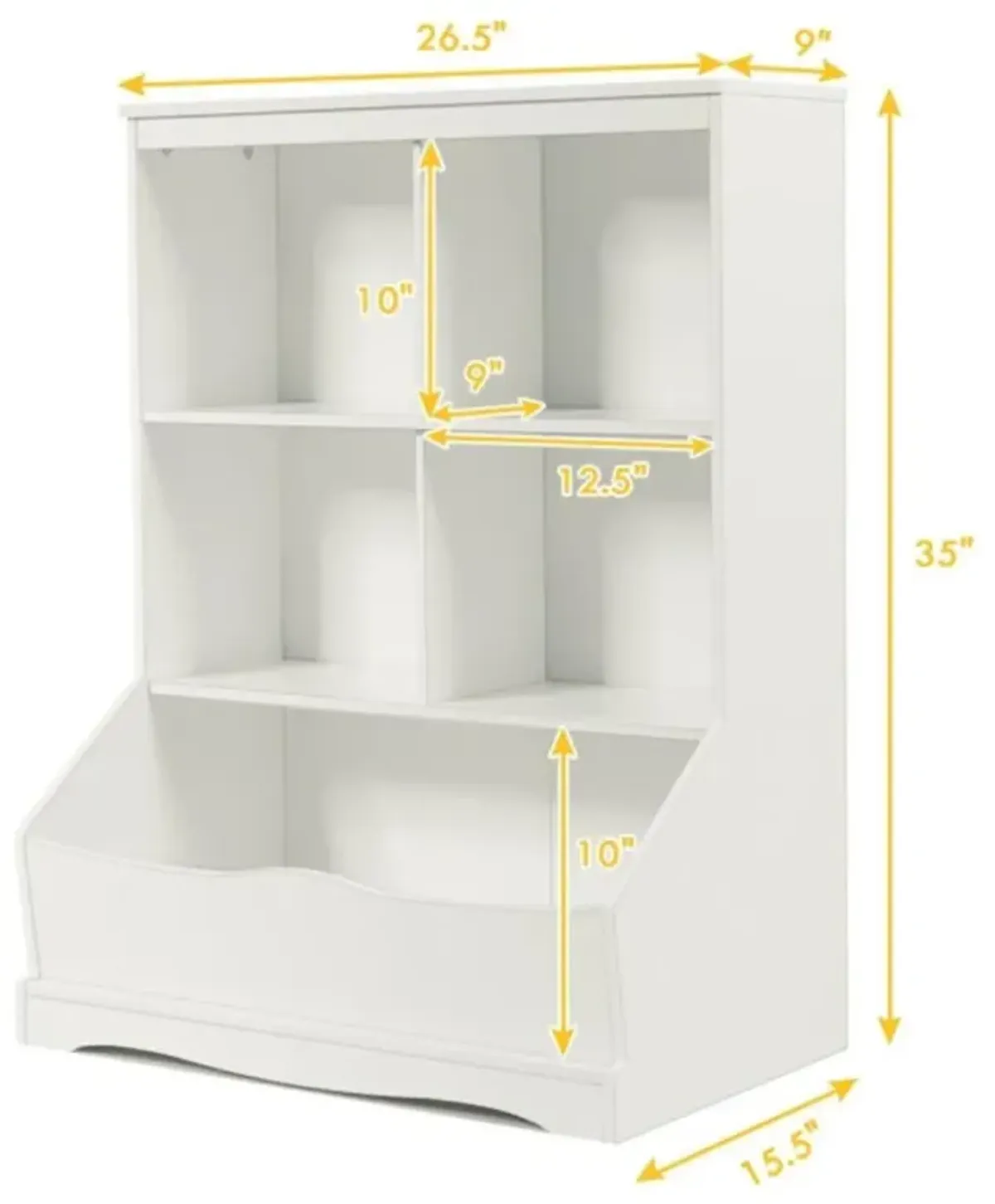 Hivvago 3-Tier Children's Multi-Functional Bookcase Toy Storage Bin Floor Cabinet