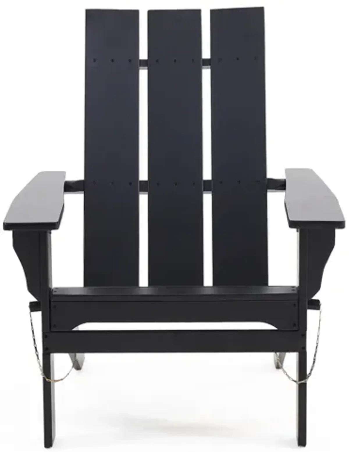 Foldable Outdoor Adirondack Chair, Rustic Black Steel and Acacia Wood