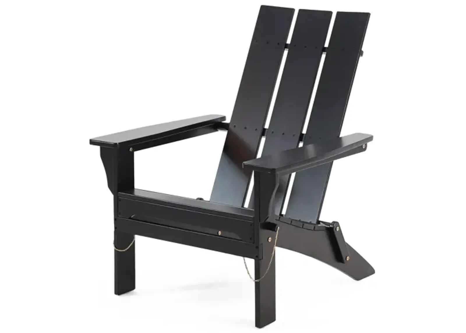 Foldable Outdoor Adirondack Chair, Rustic Black Steel and Acacia Wood