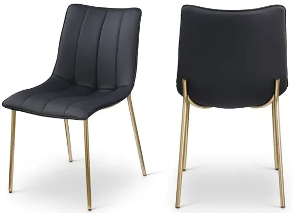 Meridian Furniture Isla Black Vegan Leather Dining Chair, Set of 2