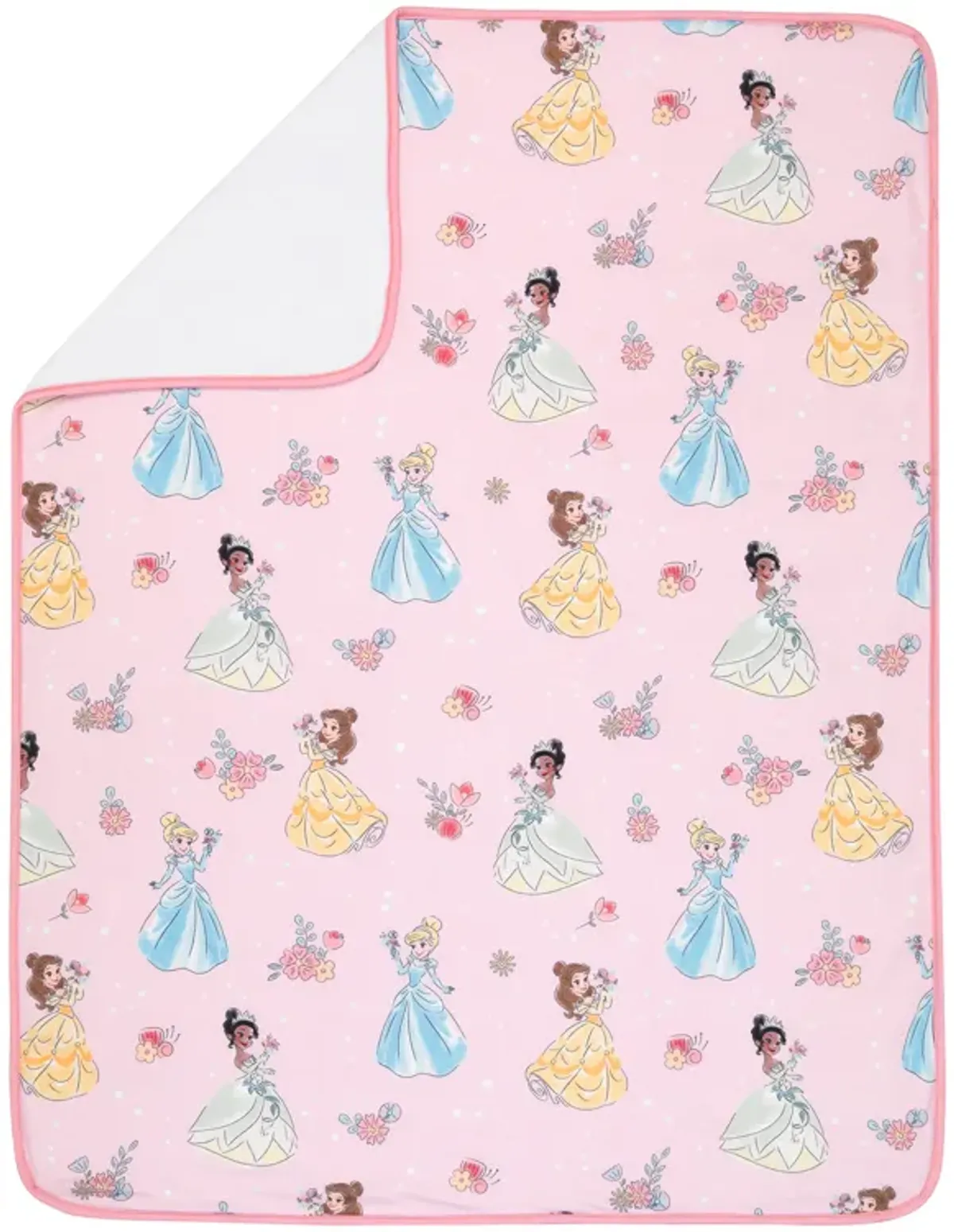 Lambs & Ivy Disney Princesses Pink Fleece Baby Blanket - Belle/Tiana/Cinderella