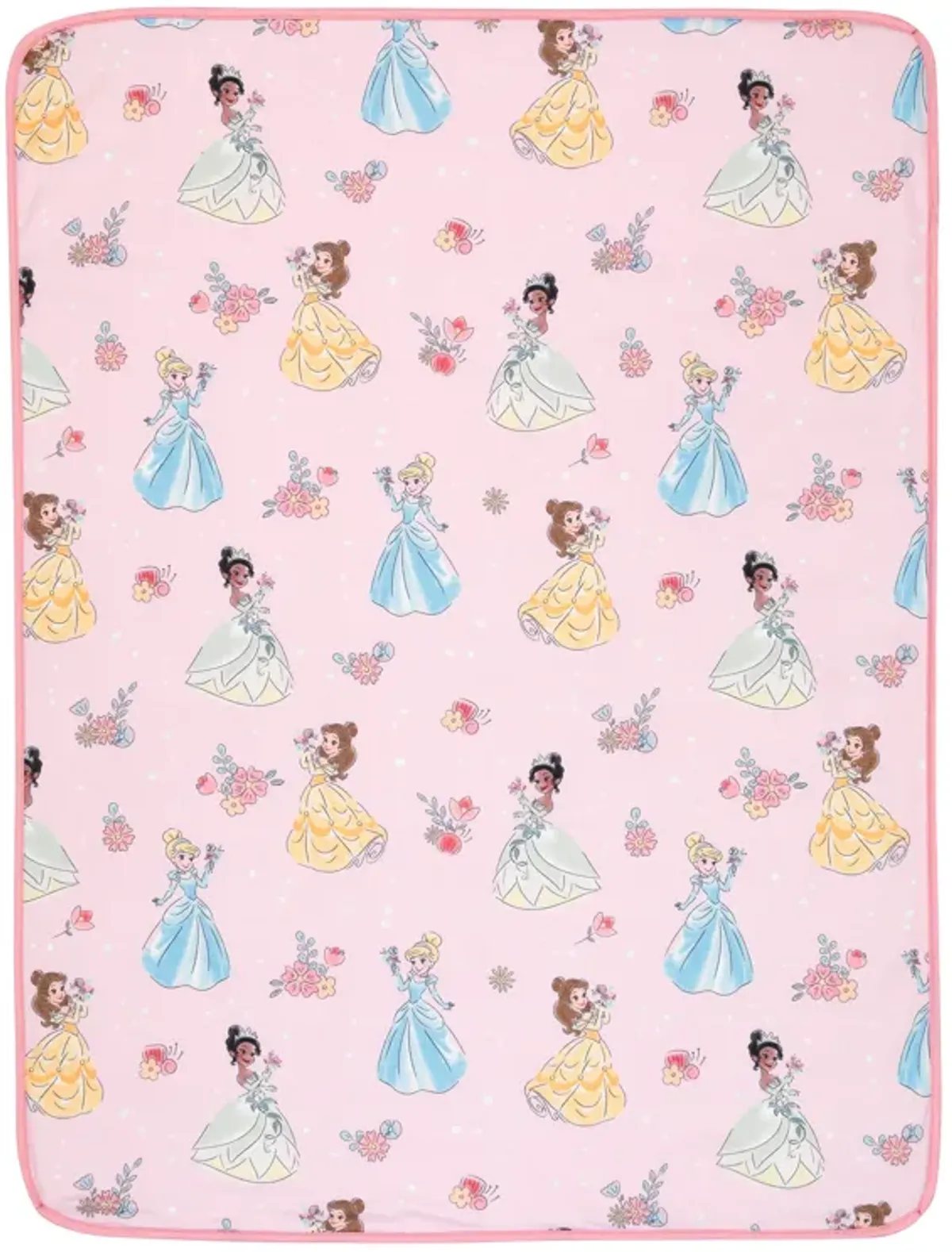 Lambs & Ivy Disney Princesses Pink Fleece Baby Blanket - Belle/Tiana/Cinderella