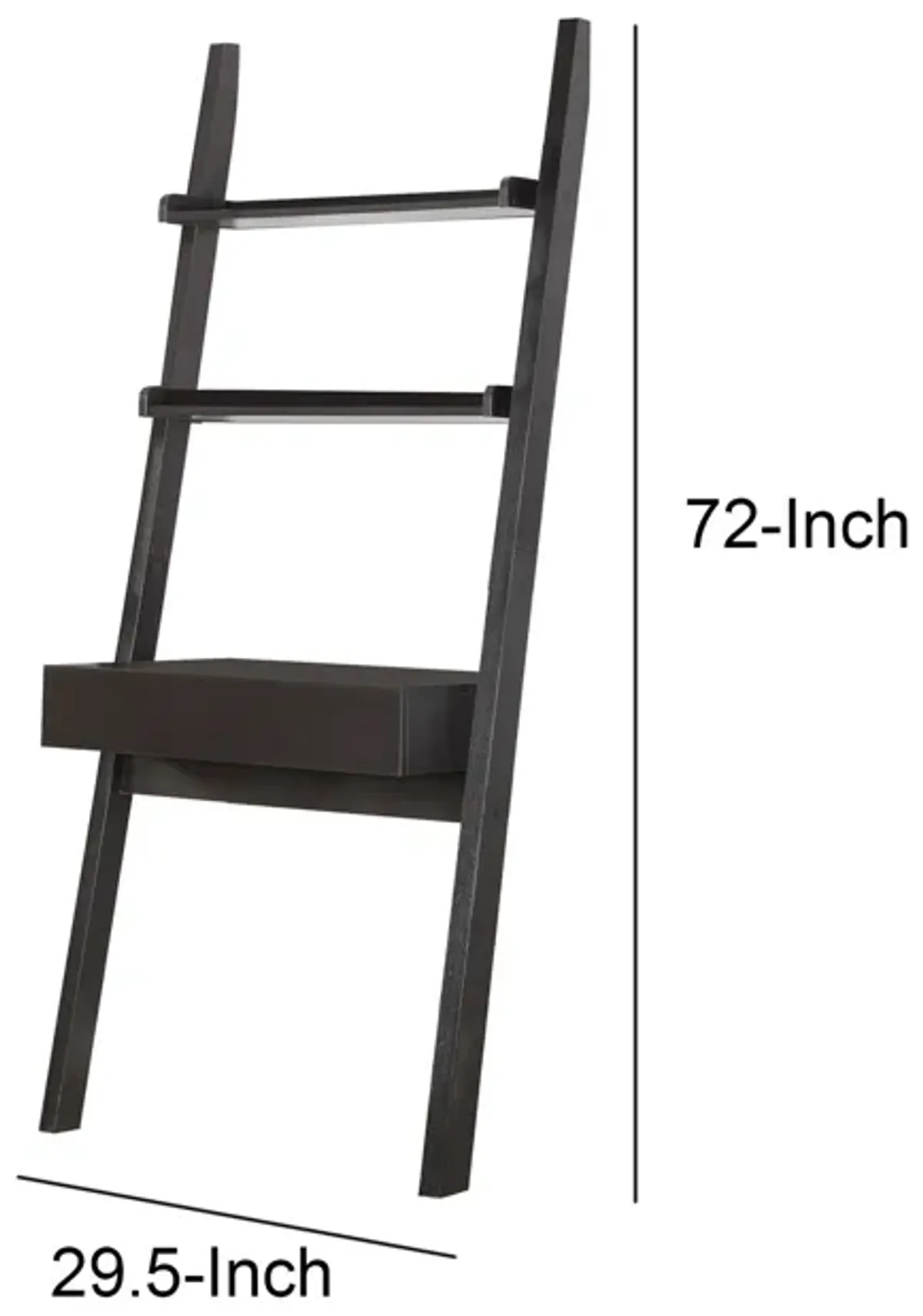 Freakish Ladder Desk With One Drawer, Cappuccino-Benzara