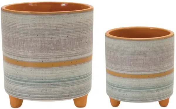 Enhance Your Space with a Set of 2 Footed Stone Planters - Classic