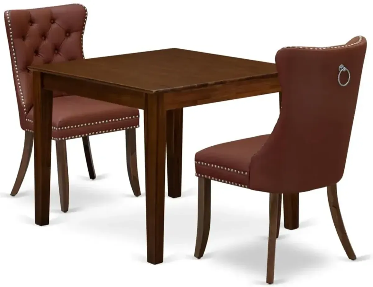 3 Piece Dining Room Furniture Set Contains a Square Kitchen Table