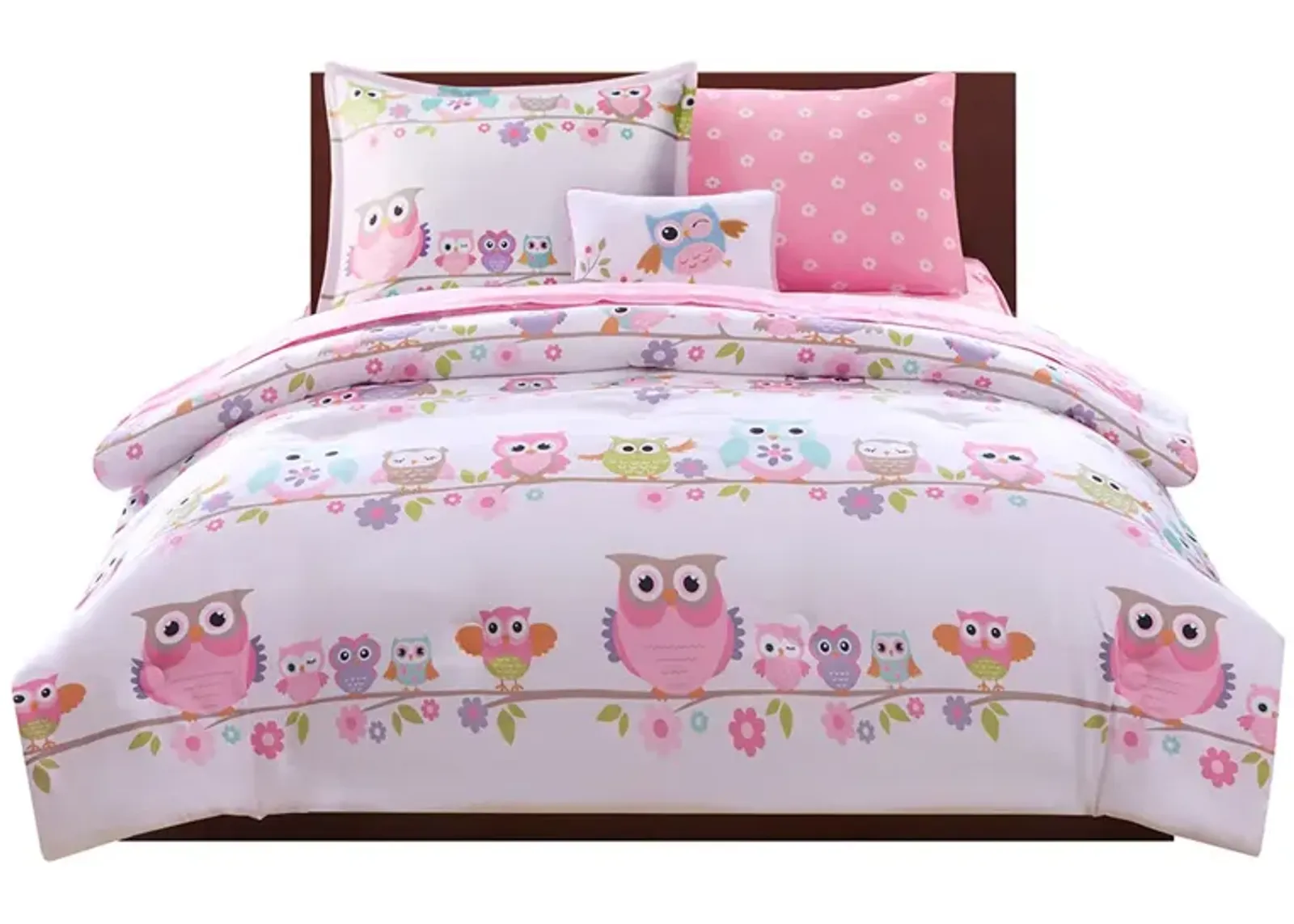 Gracie Mills Cressida Whimsical Owl Comforter Set with Bed Sheets for Kids