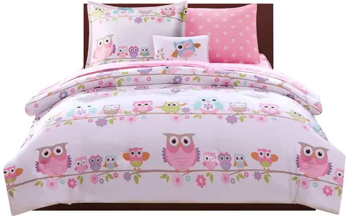 Gracie Mills Cressida Whimsical Owl Comforter Set with Bed Sheets for Kids