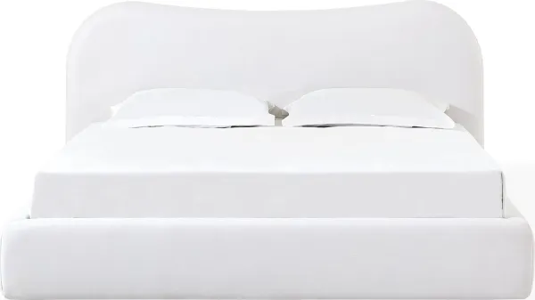 Elena California King-size Upholstered Bed in Vanilla Linen