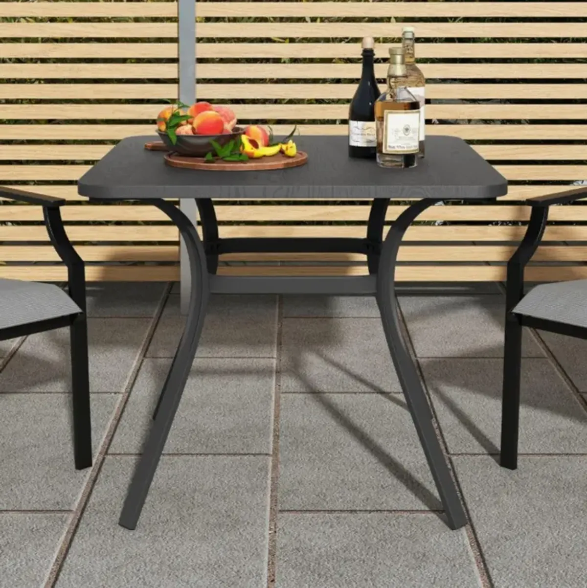 Hivvago 32 Inch Patio Dining Table Metal Square Table for Dining with 4 Curved Legs