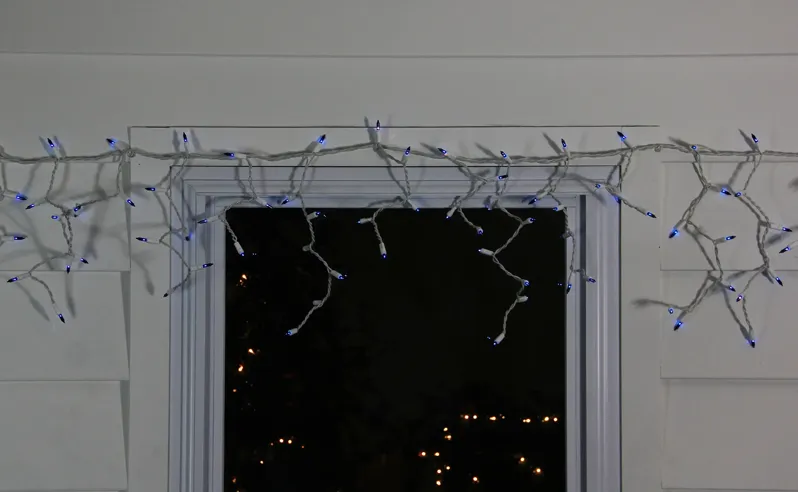 150 Blue Heavy-Duty Commercial Grade Icicle Christmas Lights - 8.5 ft White Wire