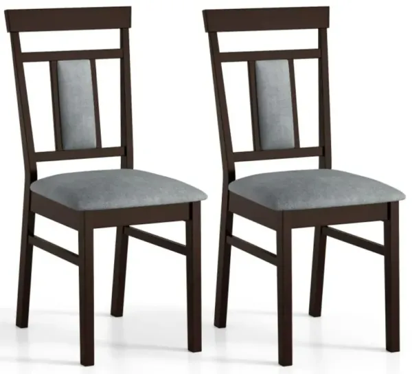 Hivvago Wooden Dining Chair Set of 2 Linen Fabric Upholstered Kitchen Chairs with Rubber Wood Frame