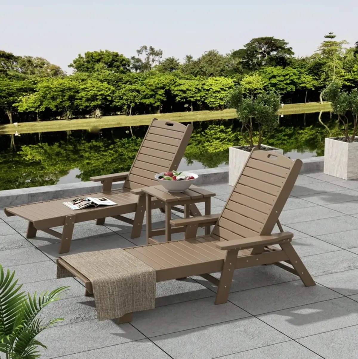 WestinTrends Adirondack Outdoor Chaise Lounge with Side Table Set