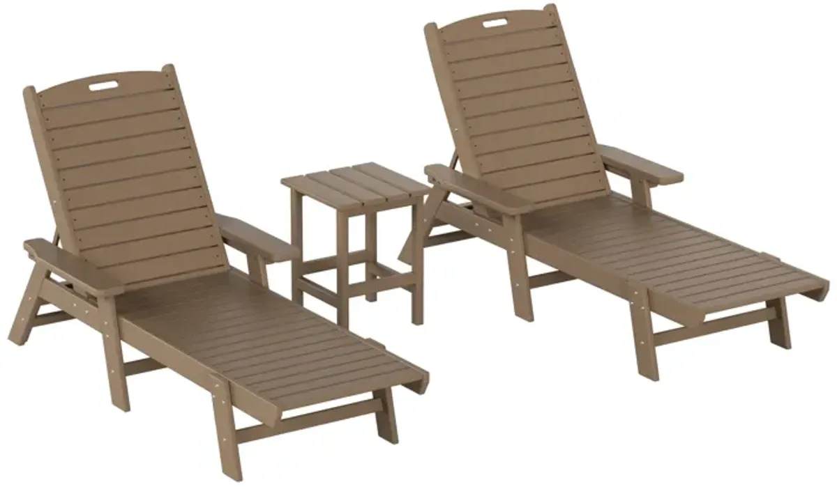 WestinTrends Adirondack Outdoor Chaise Lounge with Side Table Set