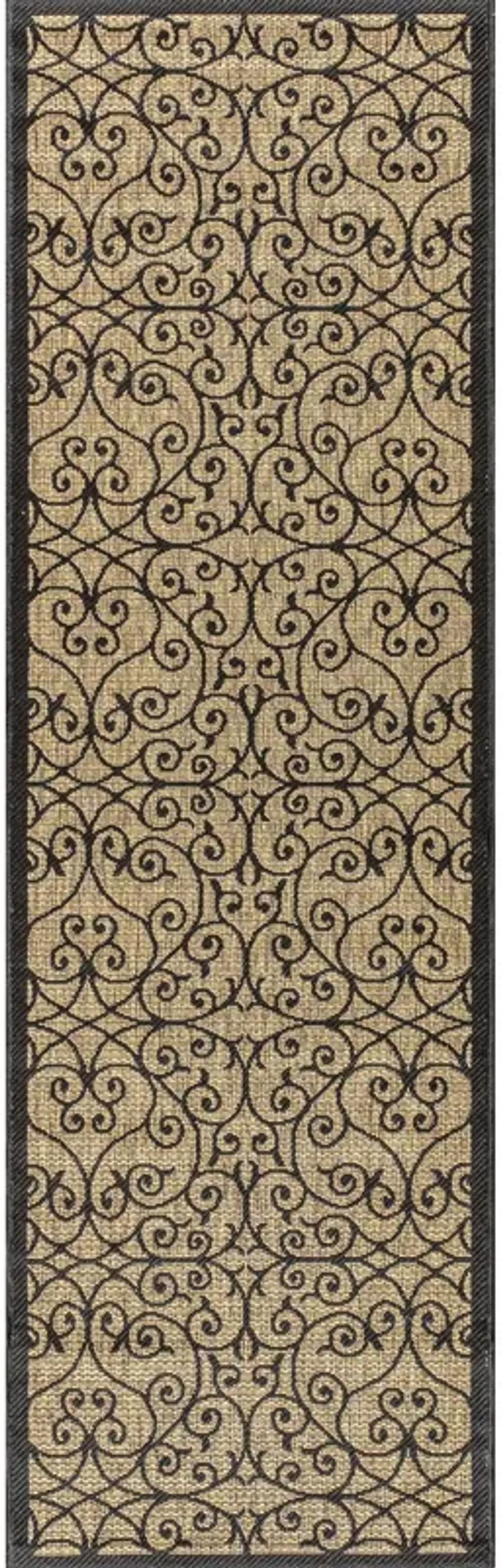 Madrid Vintage Filigree Textured Weave Indoor/Outdoor Runner Rug