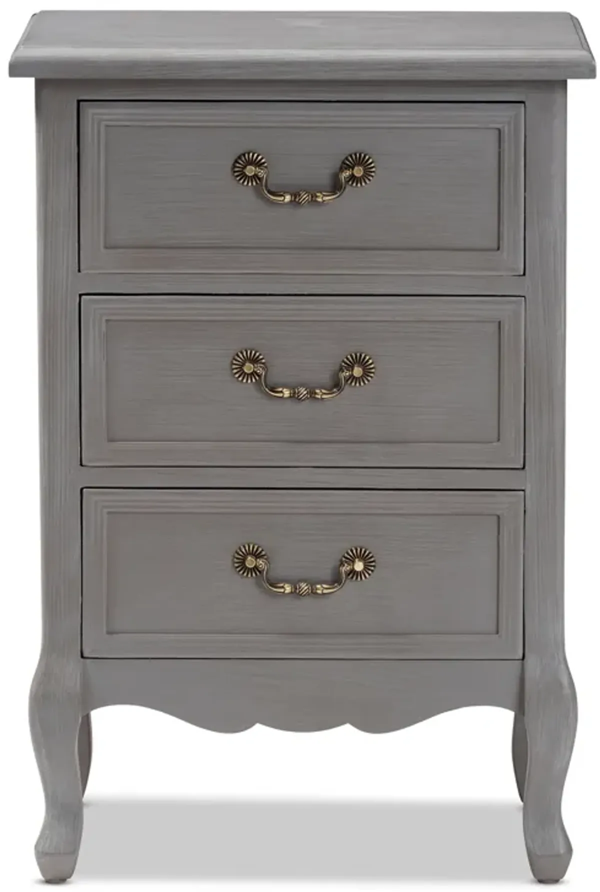 Baxton Studio Capucine Antique French Country Cottage Grey Finished Wood 3-Drawer End Table