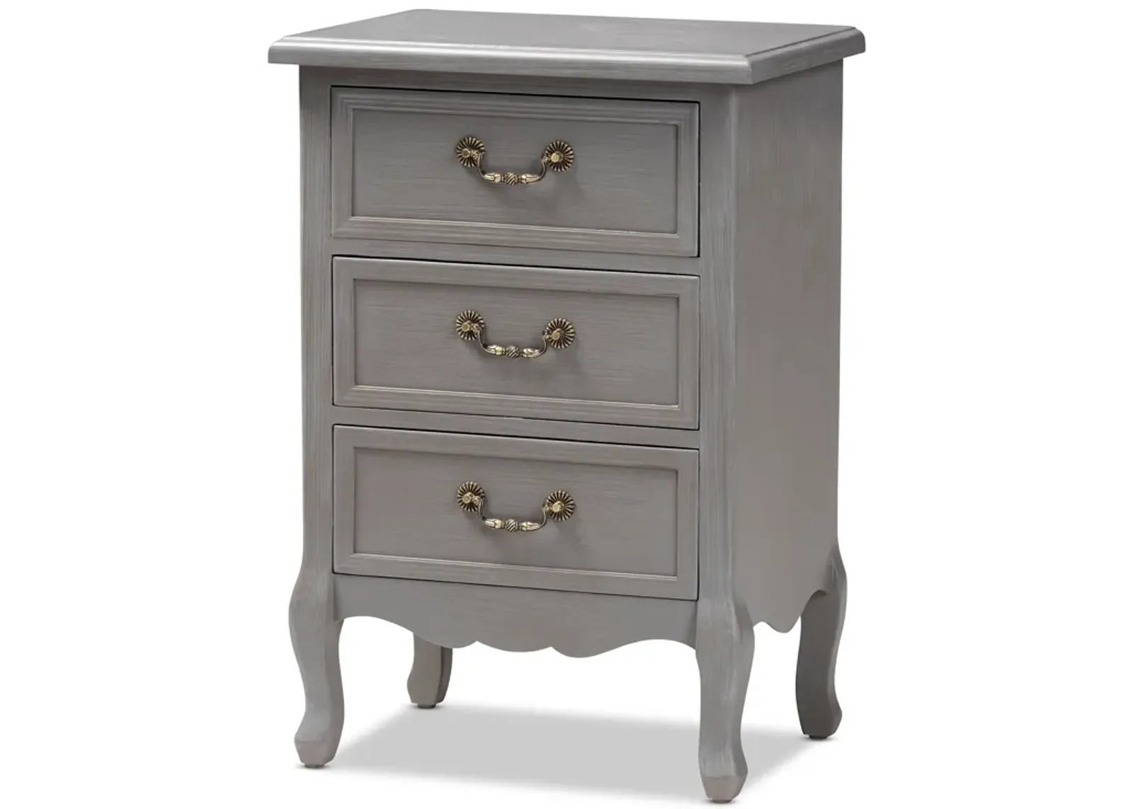 Baxton Studio Capucine Antique French Country Cottage Grey Finished Wood 3-Drawer End Table