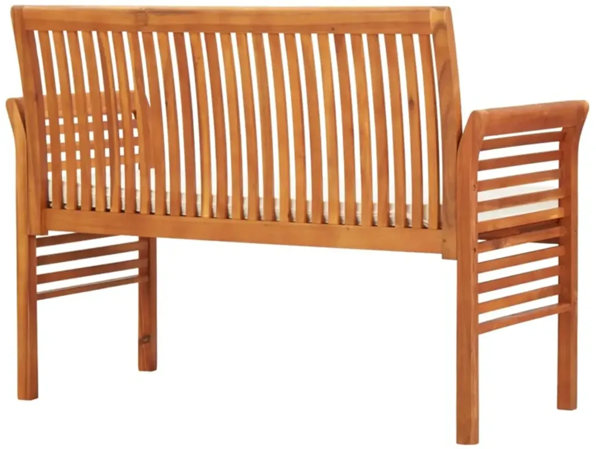 vidaXL 2-Seater Garden Bench with Cushion 47.2" Solid Acacia Wood