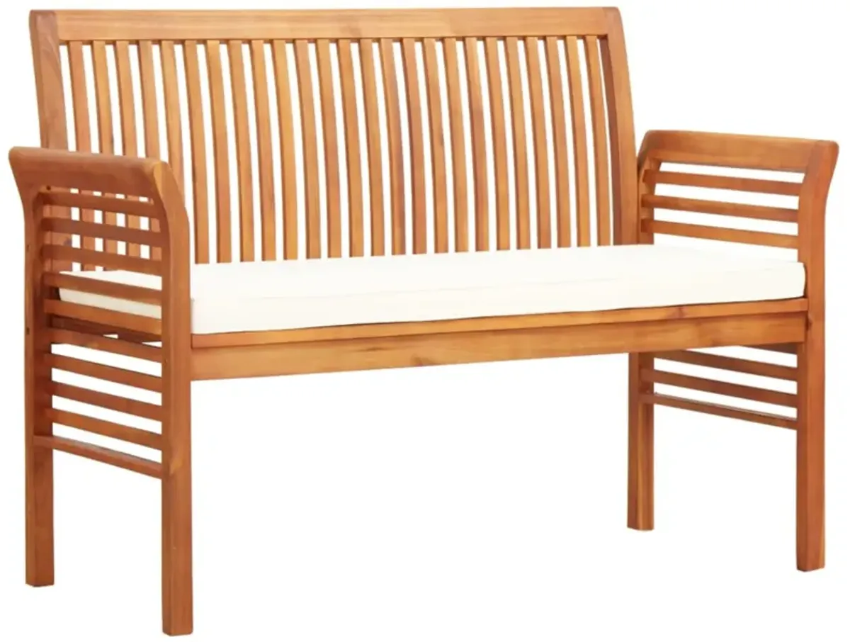 vidaXL 2-Seater Garden Bench with Cushion 47.2" Solid Acacia Wood