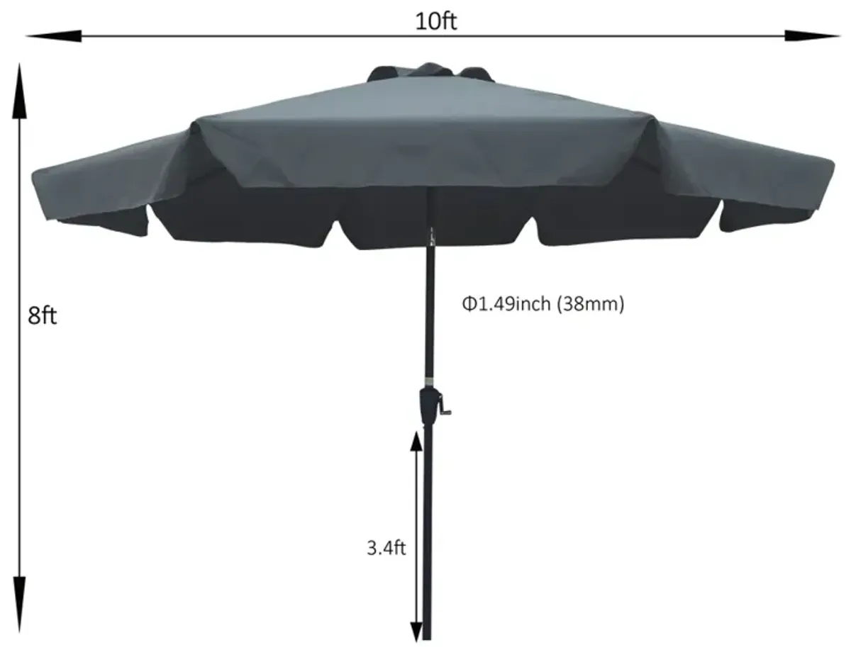 Outdoor Patio Umbrella 10Ft with Flap, 8 Ribs, Tilt & Crank