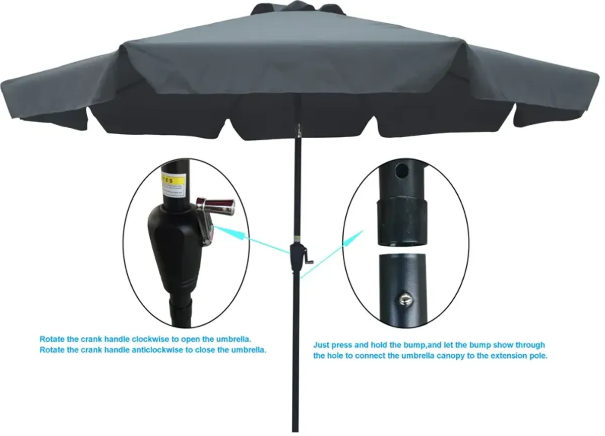 Outdoor Patio Umbrella 10Ft with Flap, 8 Ribs, Tilt & Crank