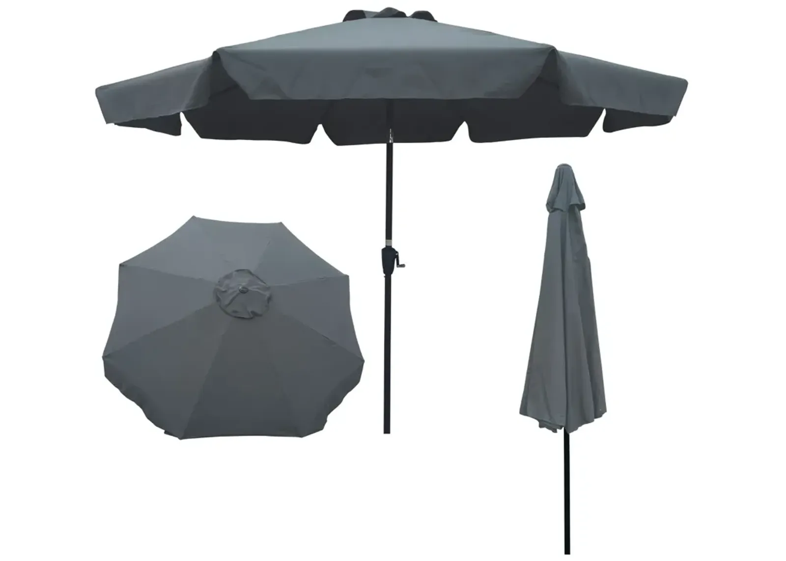 Outdoor Patio Umbrella 10Ft with Flap, 8 Ribs, Tilt & Crank