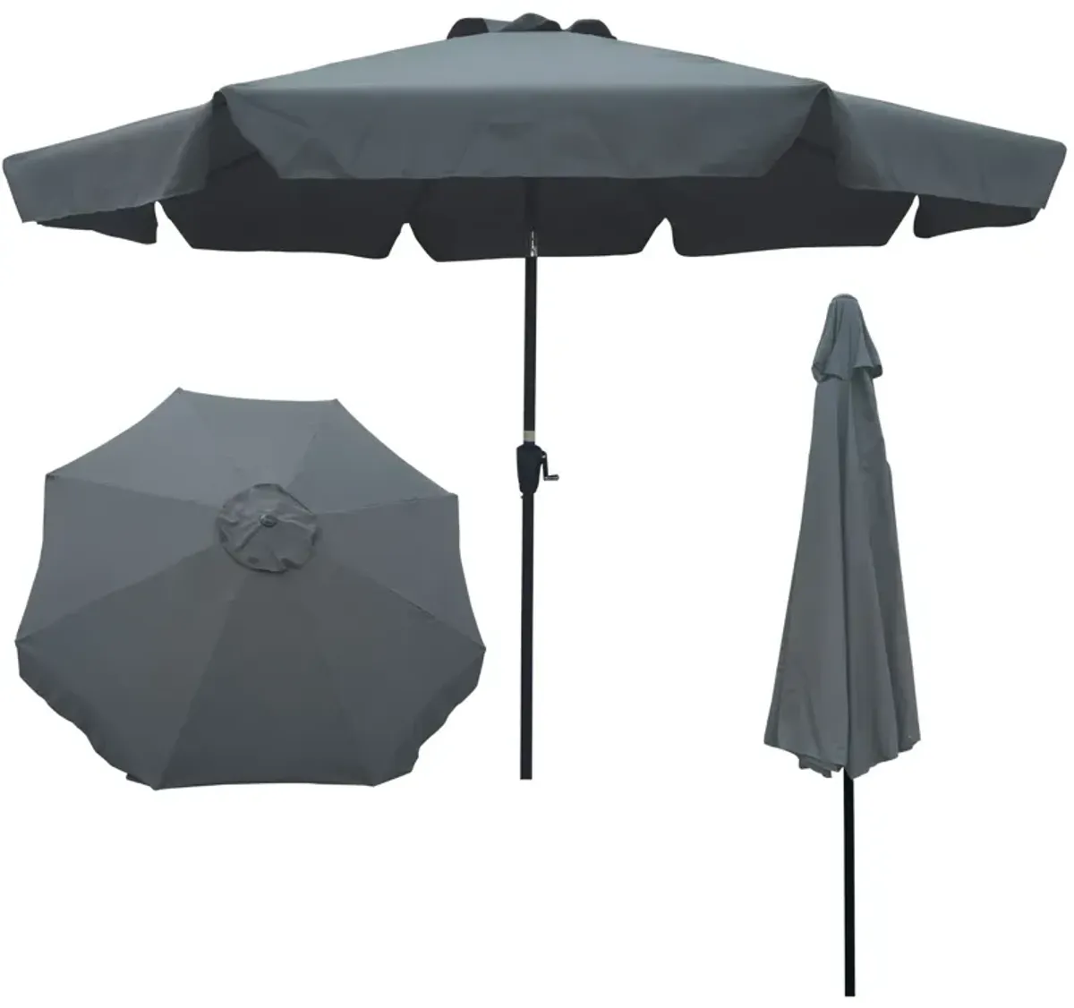 Outdoor Patio Umbrella 10Ft with Flap, 8 Ribs, Tilt & Crank