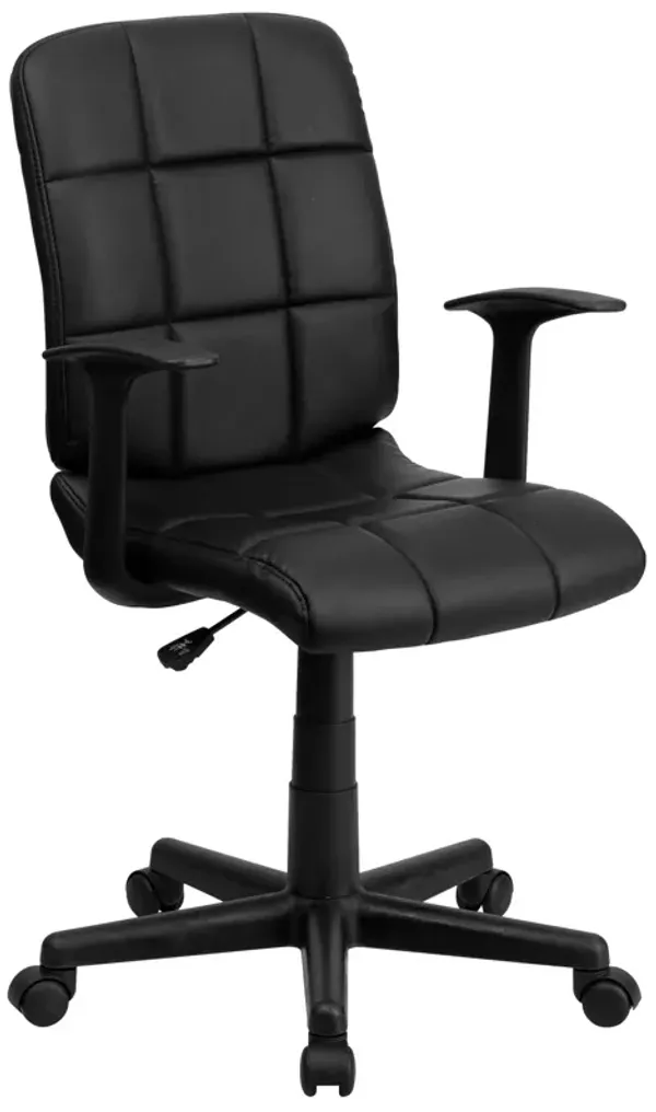 Clayton Mid-Back Quilted Vinyl Swivel Task Office Chair with Arms